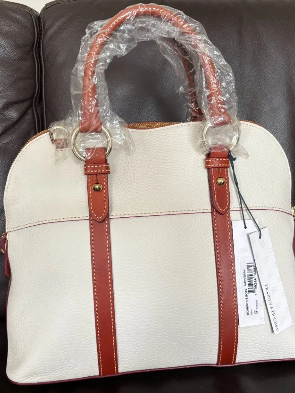 NWT Dooney & Bourke Aubrey in Bone, incl pouch, strap, registration, dust bag